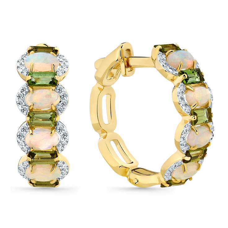 Серьги, золото, микс с полудрагоценными камнями, 2-309060-00-55